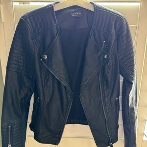 Topshop Faux Leather Moto Jacket Black Size 2